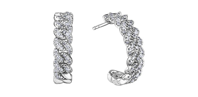 10K White Gold 0.66cttw Miami Cuban Link Diamond Earring