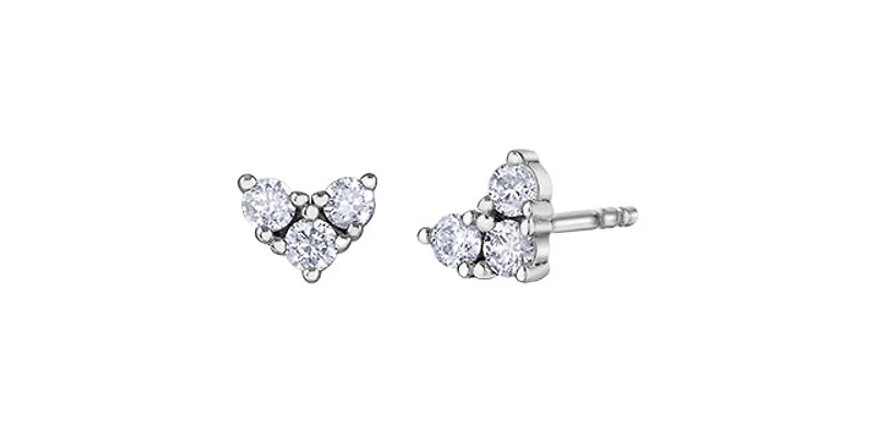 10K White Gold 0.25cttw Diamond Heart Earrings