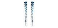 14K White Gold Blue Topaz and Canadian Diamond Dangle Earrings