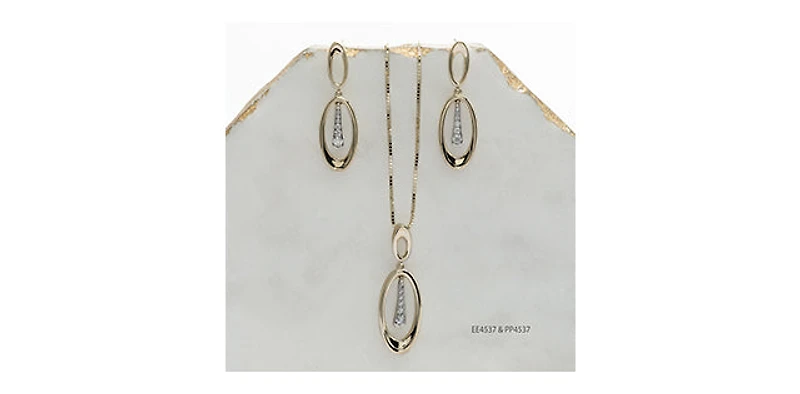 10K Yellow and White 0.15cttw Diamond Dangle Earrings