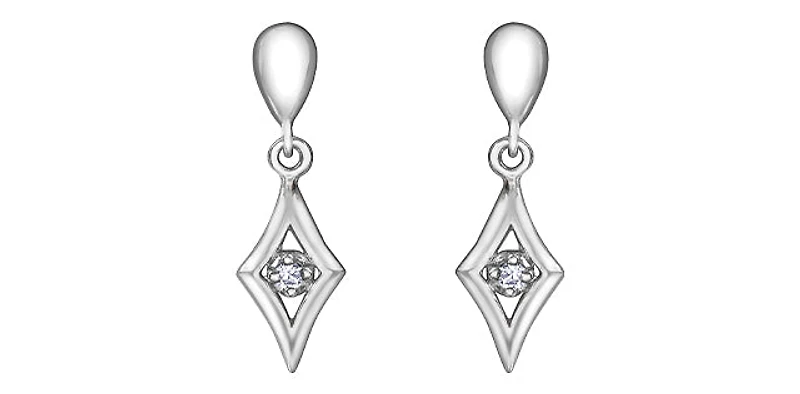 10K White Gold 0.06cttw Diamond Dangle Earrings