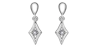 10K White Gold 0.06cttw Diamond Dangle Earrings