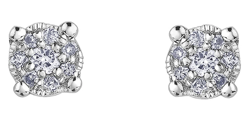 10K White Gold 0.08cttw Diamond Stud Earring