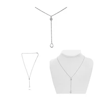 14K White Gold Diamond "Y" Shaped Necklace, 18"
