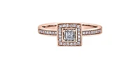 10K Rose Gold 0.20cttw Canadian Diamond Halo Engagement Ring, size 6.5