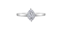 10K White Gold 0.30cttw Canadian Diamond Halo Engagement Ring, size 6.5