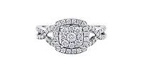 10K White Gold 1.00cttw Diamond Halo Engagement Ring, size 6.5