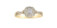 10K Yellow Gold 0.50cttw Diamond Halo Engagement Ring, size 6.5 - 4.5