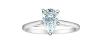 14K Gold 1.00cttw Lab Grown Diamond Pear Shape Solitaire Engagement Ring - /