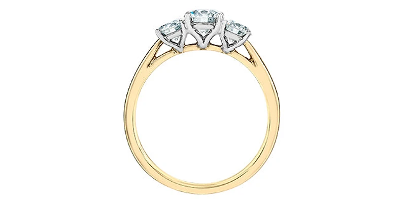 14K Gold 1.00cttw Lab Grown Diamond 3 Stone Engagement Ring - carat / 4.5