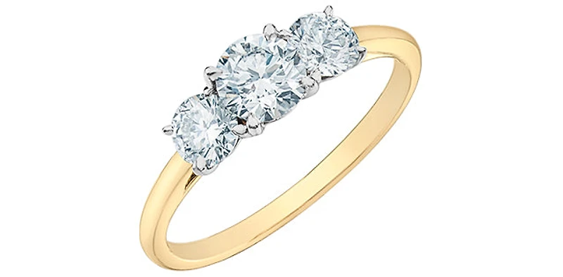 14K Gold 1.00cttw Lab Grown Diamond 3 Stone Engagement Ring - carat / 4.5