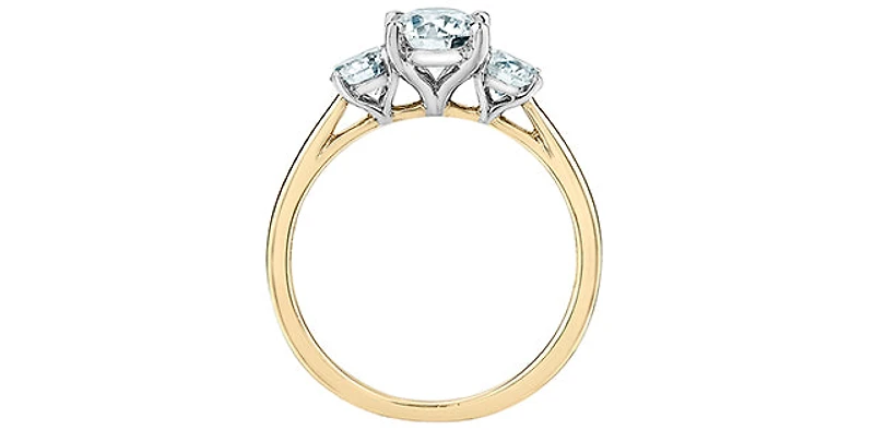 14K Gold 1.55cttw Lab Grown Diamond 3 Stone Ring - /