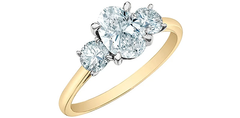 14K Gold 1.55cttw Lab Grown Diamond 3 Stone Ring - /