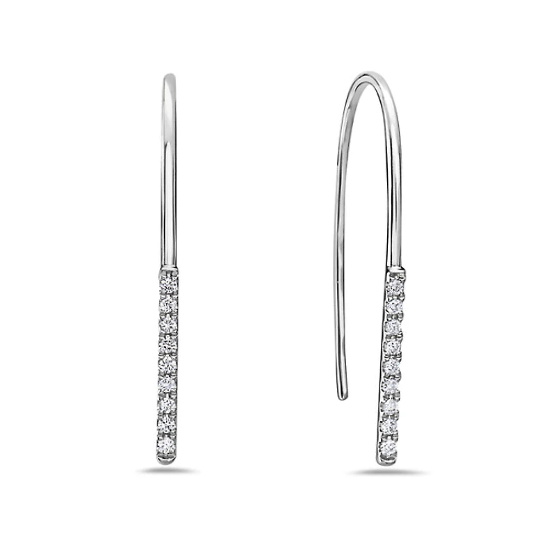 14K White Gold 0.09cttw Diamond Dangle Earrings