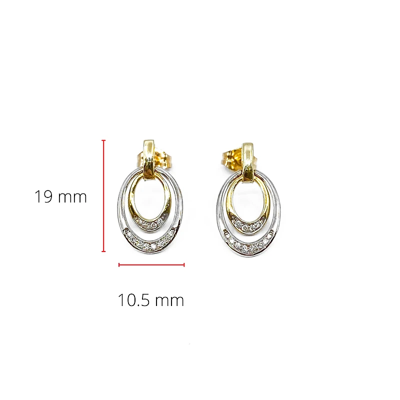 10K White & Yellow Gold 0.10cttw Diamond Double Eternity Earrings
