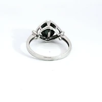 14K White Gold Tahitian Pearl and Diamond Ring - Size 6