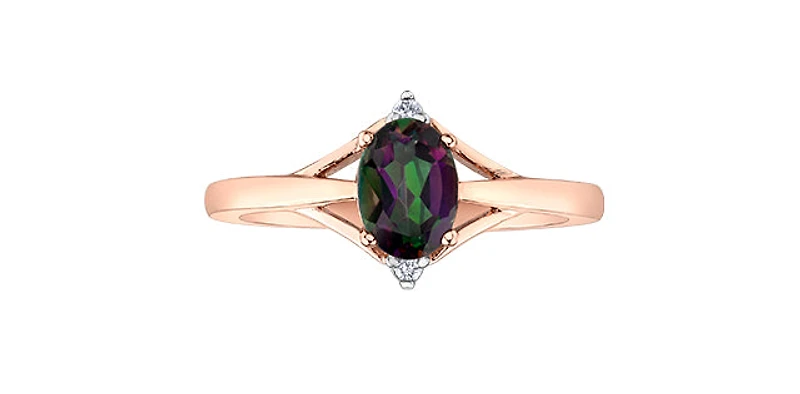 10K Rose Gold 1.00cttw Mystic Topaz & 0.02cttw Diamond Ring - 4.5