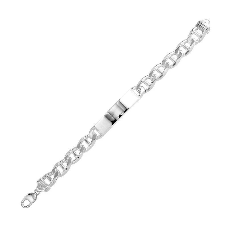 925 Sterling Silver 10.5mm Anchor Link I.D. Rhodium Plated Bracelet with Lobster Clasp - 8 Inches