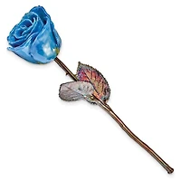 Navy Blue Lacquer Dipped Copper Trimmed Real Rose