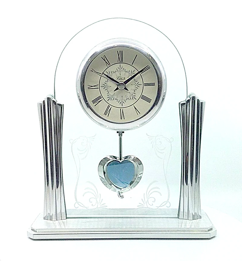 Heart Pendulum Glass Clock
