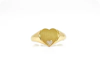 10K Yellow Gold 0.007 Diamond Heart Shape Signet Ring