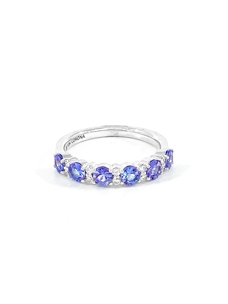 10K White Gold 1.20cttw Tanzanite & 0.15cttw Diamond Ring, size 6.5 - 4.5