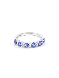 10K White Gold 1.20cttw Tanzanite & 0.15cttw Diamond Ring, size 6.5 - 4.5
