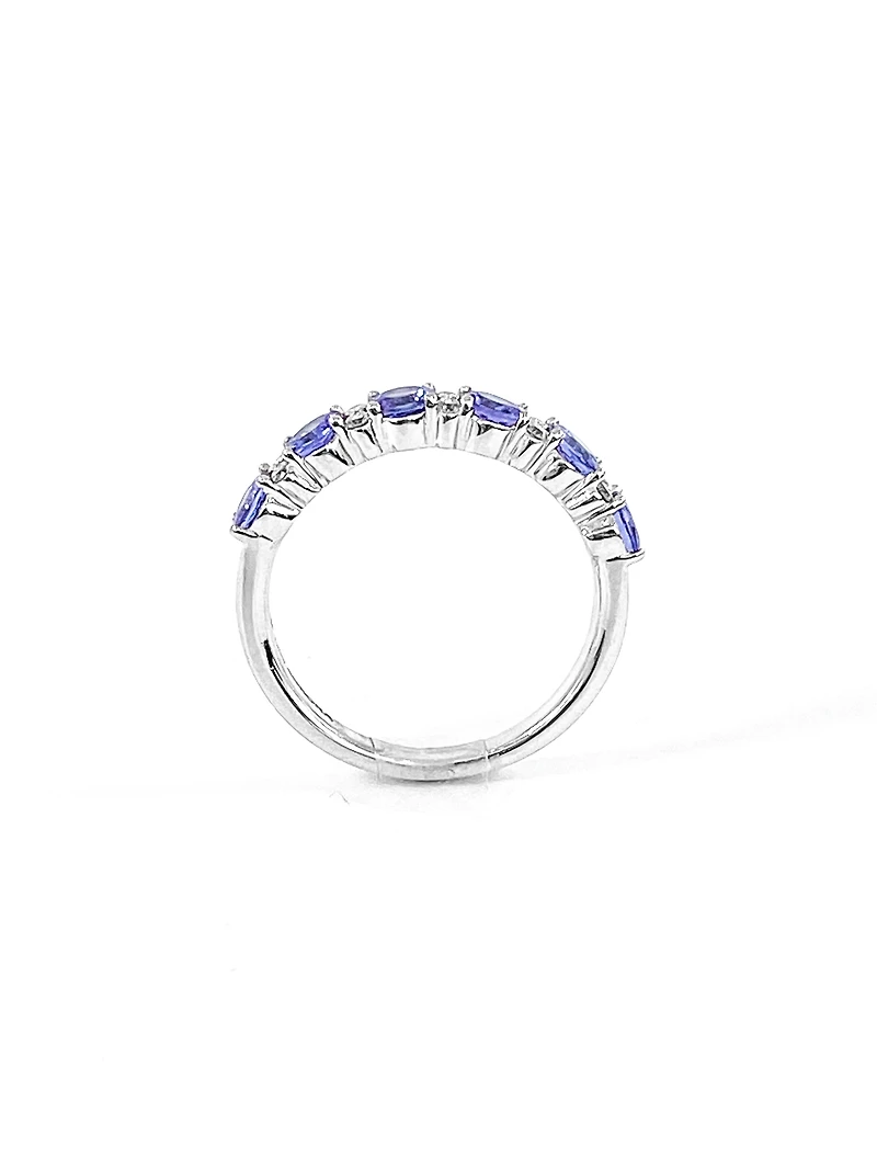 10K White Gold 1.20cttw Tanzanite & 0.15cttw Diamond Ring, size 6.5 - 4.5