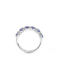 10K White Gold 1.20cttw Tanzanite & 0.15cttw Diamond Ring, size 6.5 - 4.5
