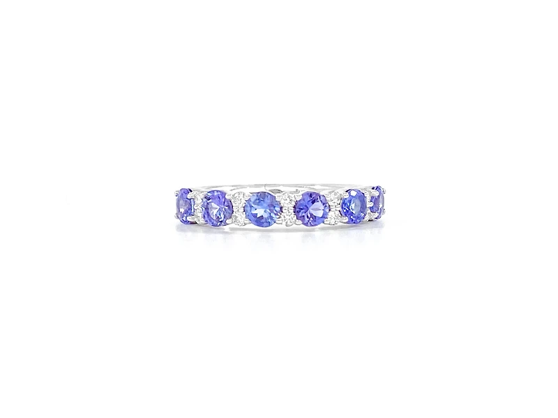 10K White Gold 1.20cttw Tanzanite & 0.15cttw Diamond Ring, size 6.5 - 4.5