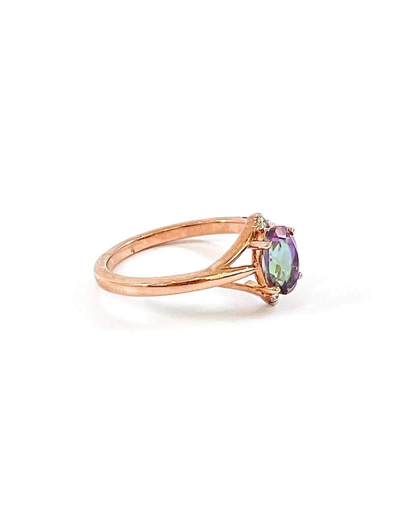 10K Rose Gold 1.00cttw Mystic Topaz & 0.02cttw Diamond Ring - 4.5