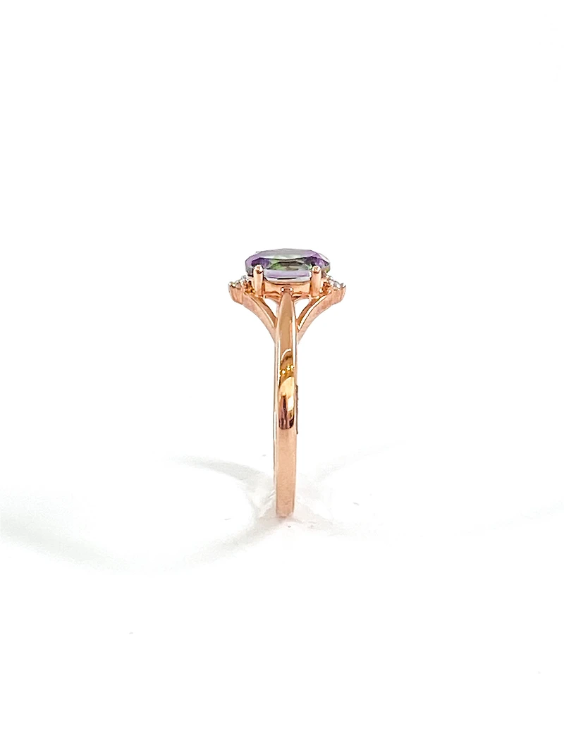 10K Rose Gold 1.00cttw Mystic Topaz & 0.02cttw Diamond Ring - 4.5