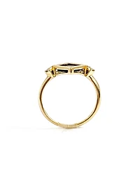 10K Yellow Gold 6mm Onyx And 0.084cttw Canadian Diamond Ring - 4.5