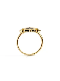 10K Yellow Gold 6mm Onyx And 0.084cttw Canadian Diamond Ring, 6.5 - / 4.5