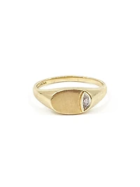 10K Yellow Gold 0.008cttw Diamond Signet Ring, size 6
