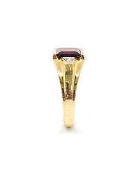 10K Yellow Gold 3.0cttw Genuine Garnet & 0.03cttw Diamond Gents Ring, 10 - /