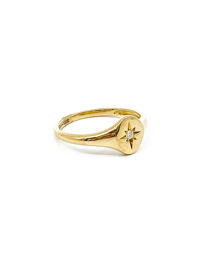 10K Yellow Gold 0.027 Canadian Diamond Ring, size 6.5