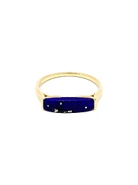 10K Yellow Gold 14mm Genuine Lapis Lazuli Ring, size 6.5