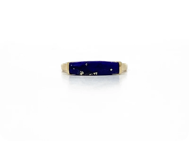 10K Yellow Gold 14mm Genuine Lapis Lazuli Ring, size 6.5