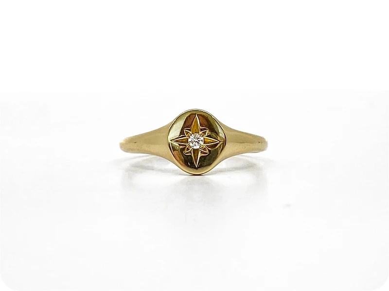 10K Yellow Gold 0.027 Canadian Diamond Ring, size 6.5