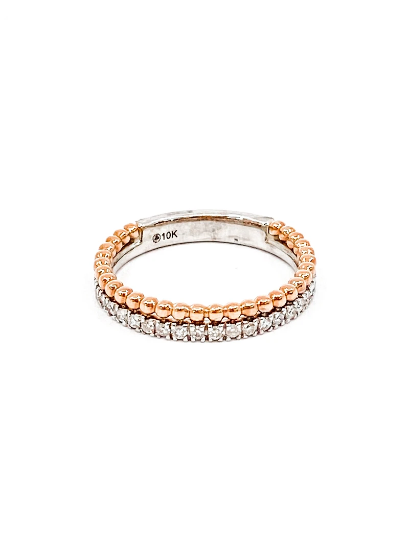 10K Rose & White Gold 0.30cttw Diamond Band, size 6.5