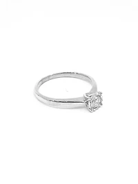10K White Gold 0.25cttw Round Brilliant Cut Diamond Engagement Ring, size 6.5