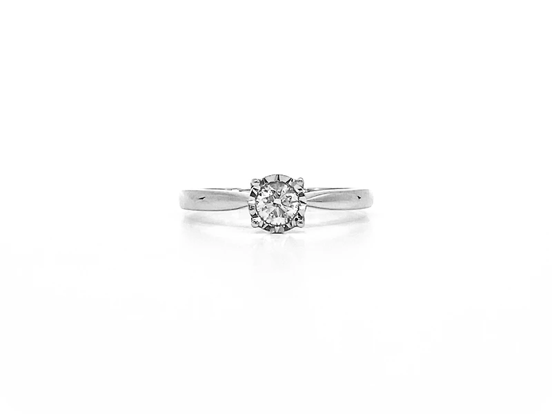 10K White Gold 0.25cttw Round Brilliant Cut Diamond Engagement Ring, size 6.5