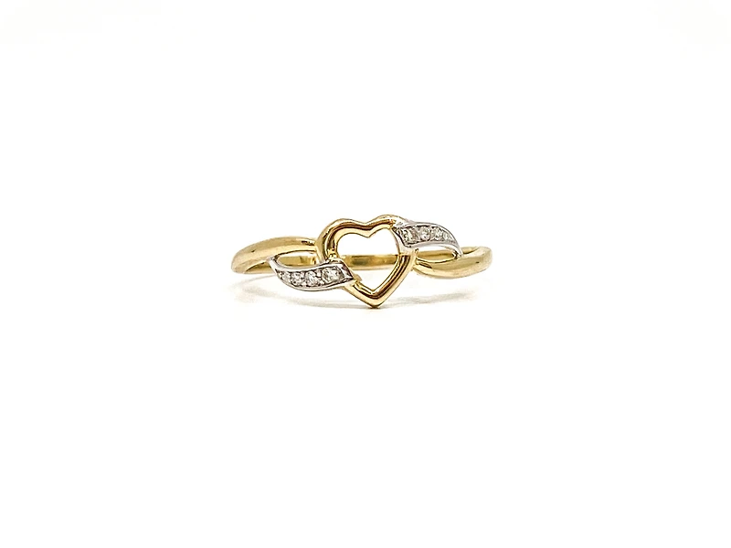 10K Yellow Gold 0.03cttw Diamond Heart Ring, size 6.5 - 4.5