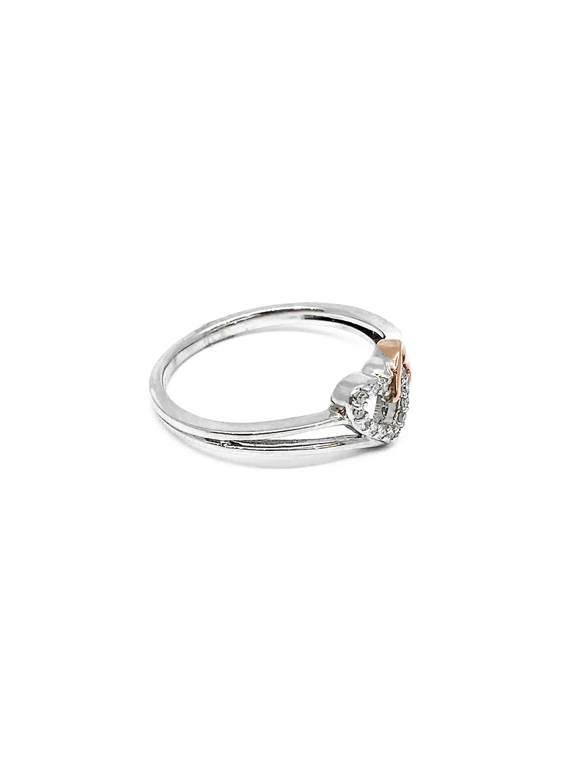 10K White Gold Heart Shape 0.054cttw Diamond Ring, size 6.5