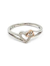 10K White Gold Heart Shape 0.054cttw Diamond Ring, size 6.5
