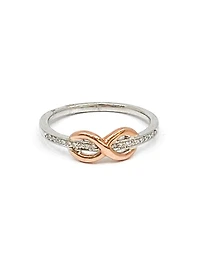 10K White & Rose Gold 0.05cttw Diamond Infinity Ring - 4.5