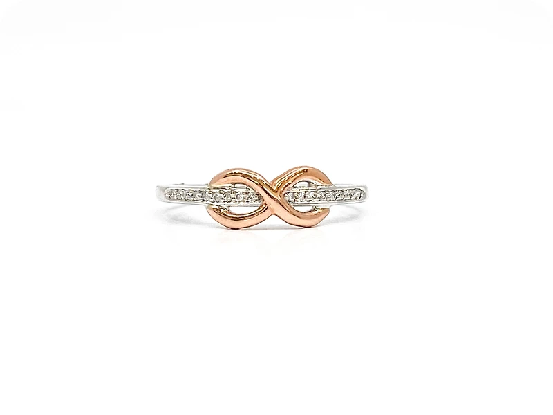 10K White & Rose Gold 0.05cttw Diamond Infinity Ring - 4.5