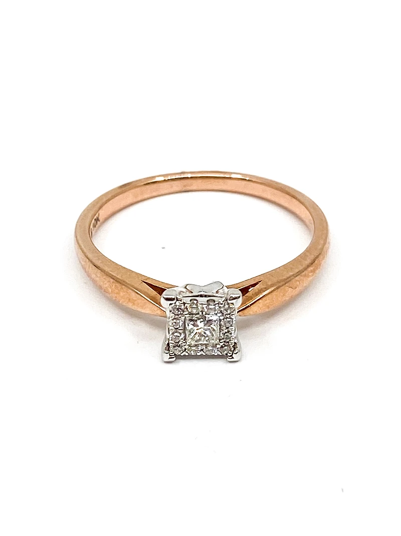 10K Rose Gold 0.13cttw Diamond Ring, size 6.5 - 4.5