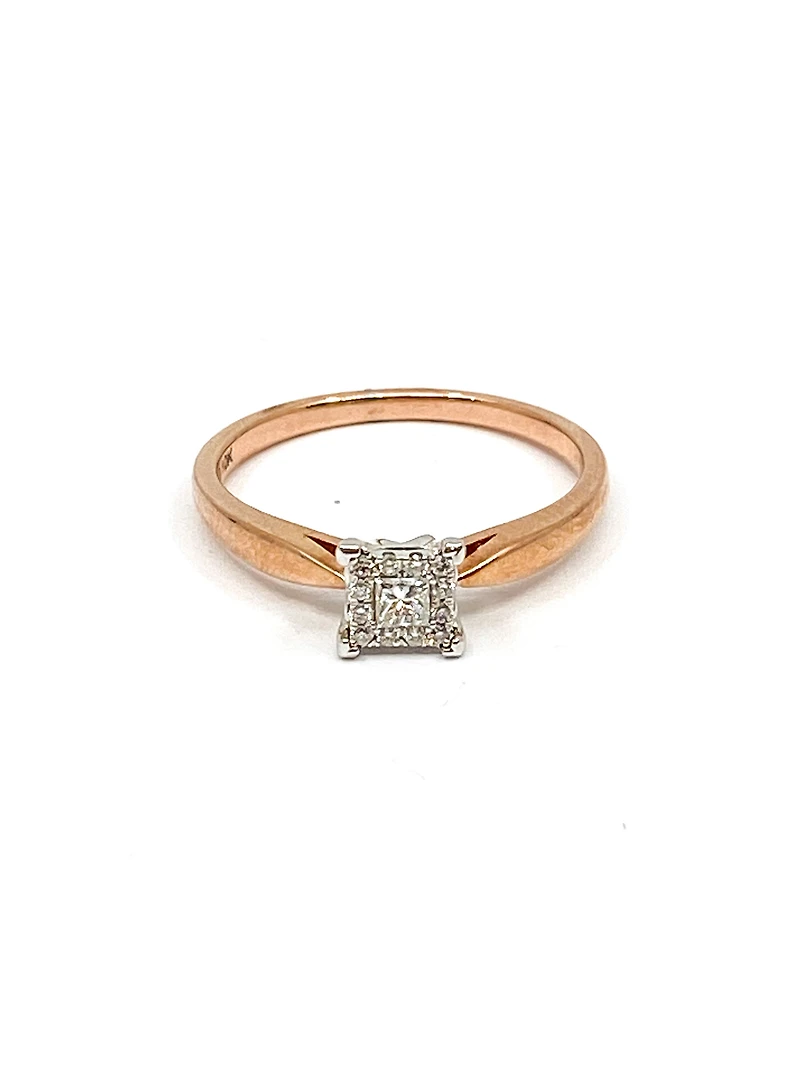 10K Rose Gold 0.13cttw Diamond Ring, size 6.5 - 4.5